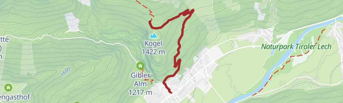 Route map: Elbigenalp - Zum Kasermandl